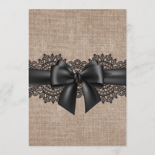 Burlap, Linen et dentelle menu personnalisé mariag (Dos)