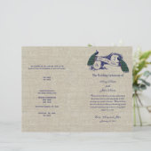 Burlap Linen Peacocks Programme de mariage rustiqu (Debout devant)