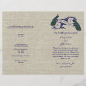 Burlap Linen Peacocks Rustic Wedding Programme (Voorkant)