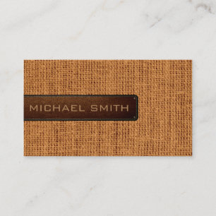 Burlap Linen Rustic Jute look Leather Visitekaartje