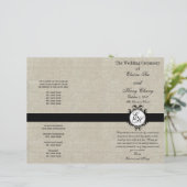 Burlap Linge Noir Programme de mariage Chic Monogr (Debout devant)