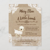 Burlap Little Lamb Baby shower Invitation Carte po (Devant / Derrière)