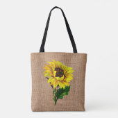 Burlap look Sunflower Canvas tas (Achterkant)