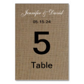 Burlap Look Trouwtafel Nummer Kaarten (Achterkant)