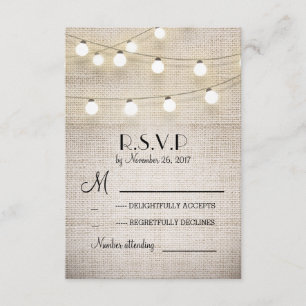 burlap lumières rustique élégant mariage cartes RS