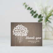 Burlap Mason Jar Bloemen bruiloft Dank u Briefkaart (Staand voorkant)