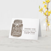 Burlap Mason Jar, Eerste Heilige Communie Dank u Kaart (Gele Bloem)