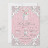 Burlap Mason Jar Rustic Baby Shower Uitnodigingen (Voorkant)