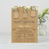 Burlap, Mason Jars, Rustic baby shower Invites Kaart (Staand voorkant)