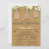 Burlap, Mason Jars, Rustic vrijgezellenfeest Invit Kaart (Voorkant)