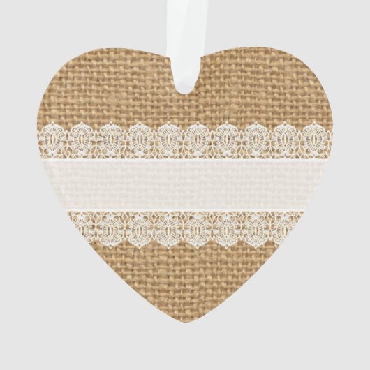 Burlap met fijne kant - Shabby Chic Style Ornament (achterkant)