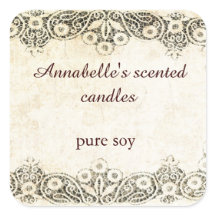 Burlap met  kantkaars sticker