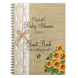 Burlap met Lace Afbeelding Sunflower Guest Book Notitieboek