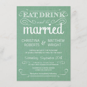 Burlap Mint Green Rustic Wedding Invitations Kaart