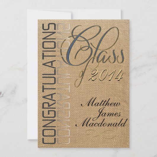Burlap Mirror Formele Afstuderen Uitnodiging (Voorkant)