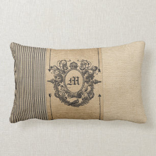 Burlap Monogram Kussen
