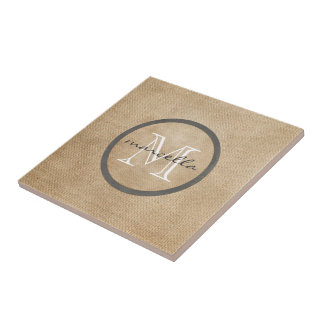 Burlap Monogram Tegeltje