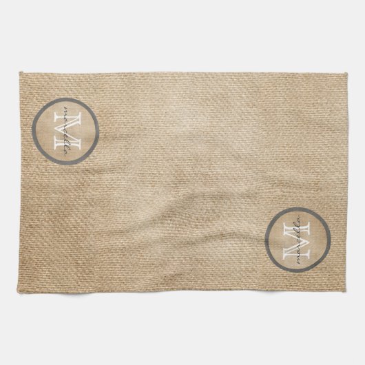 Burlap Monogram Theedoek (Horizontaal)