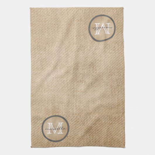 Burlap Monogram Theedoek (Verticaal)