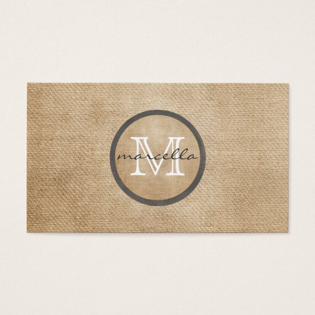 Burlap Monogram Visitekaartjes (Voorkant)