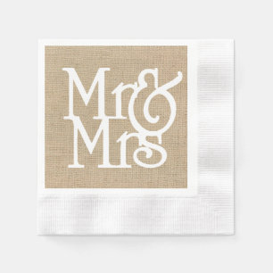 Burlap Mr & Mrs Paper Napkins Servet