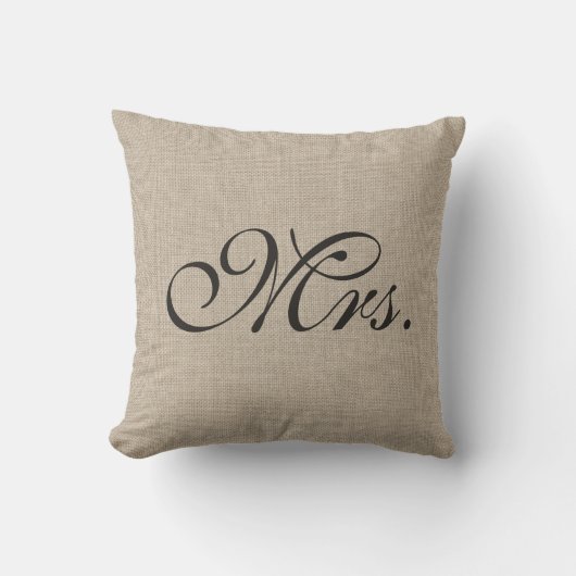 Burlap Mrs Pillow Kussen (Voorkant)