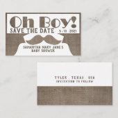 Burlap Mustache redt de datum Informatiekaartje (Voorkant / Achterkant)