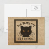 Burlap Old Black Cat Bed Breakfast Briefkaart (Voorkant / Achterkant)