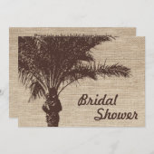 Burlap Palm Tree Brown Bridal Shower Invitations Kaart (Voorkant / Achterkant)