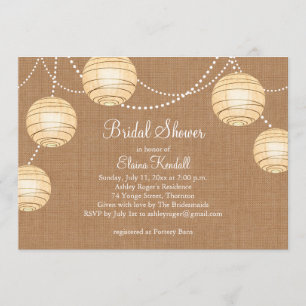 Burlap Party Lantern Bridal Shower Invitation Kaart