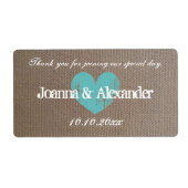 Burlap pays chic bouteille d'eau mariage étiquette (Devant)