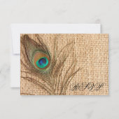 Burlap Peacock Feather Wedding RSVP (Devant)