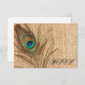 Burlap Peacock Feather Wedding RSVP (Devant / Derrière)