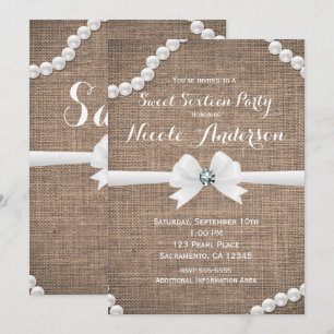 Burlap & Pearls Rustic Glamour Sweet 16 Feest Kaart