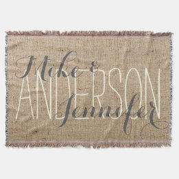 Burlap Persoonlijke bruiloft Bride & Groom's Names Deken