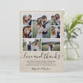 Burlap Photo Collage Wedding Bedankkaart (Staand voorkant)