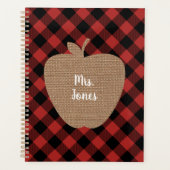 Burlap Pomme Buffalo Plaid Professeur Planificateu (Devant)