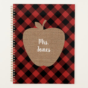 Burlap Pomme Buffalo Plaid Professeur Planificateu