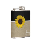 Burlap Print en Zonnebloem Heupfles (Rechts)