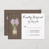 Burlap Print Mason Jar Rustic Wedding RSVP-kaarten RSVP Kaartje (Voorkant / Achterkant)