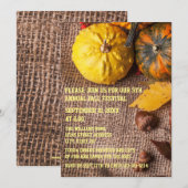 Burlap & Pumpkins - Herfst Party Invitation Kaart (Voorkant / Achterkant)