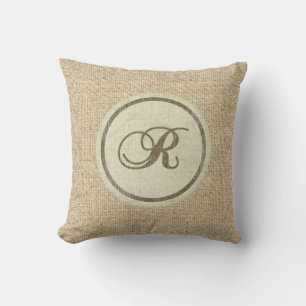 Burlap roestend letter R decoratieve kussens