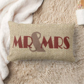 Burlap rouge m mrs mariage coussin décoratif (Couverture)