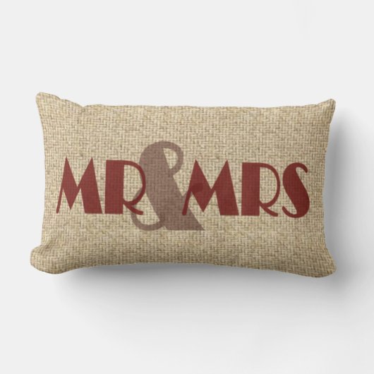Burlap rouge m mrs mariage coussin décoratif (Recto)