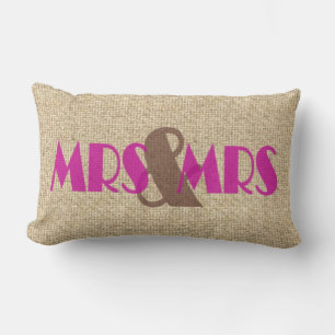 Burlap roze mevrouw mevrouw bruiloft decoratieve k kussen