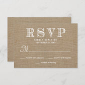 Burlap RSVP Russe Typographie Mariage Réponse (Devant / Derrière)