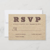 Burlap RSVP Rustic Wedding Reply (Voorkant)