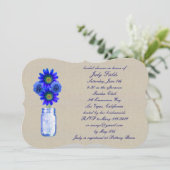 Burlap Rustic Blue Mason Jar Invitation Fête des m (Debout devant)