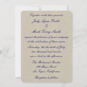 Burlap Rustic Blue Mason Jars Wedding Invitation Kaart (Achterkant)