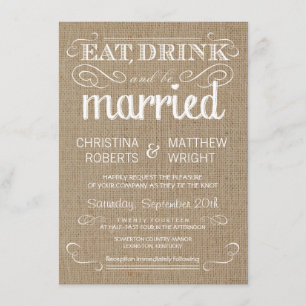 Burlap Rustic Country Wedding Invitations Kaart